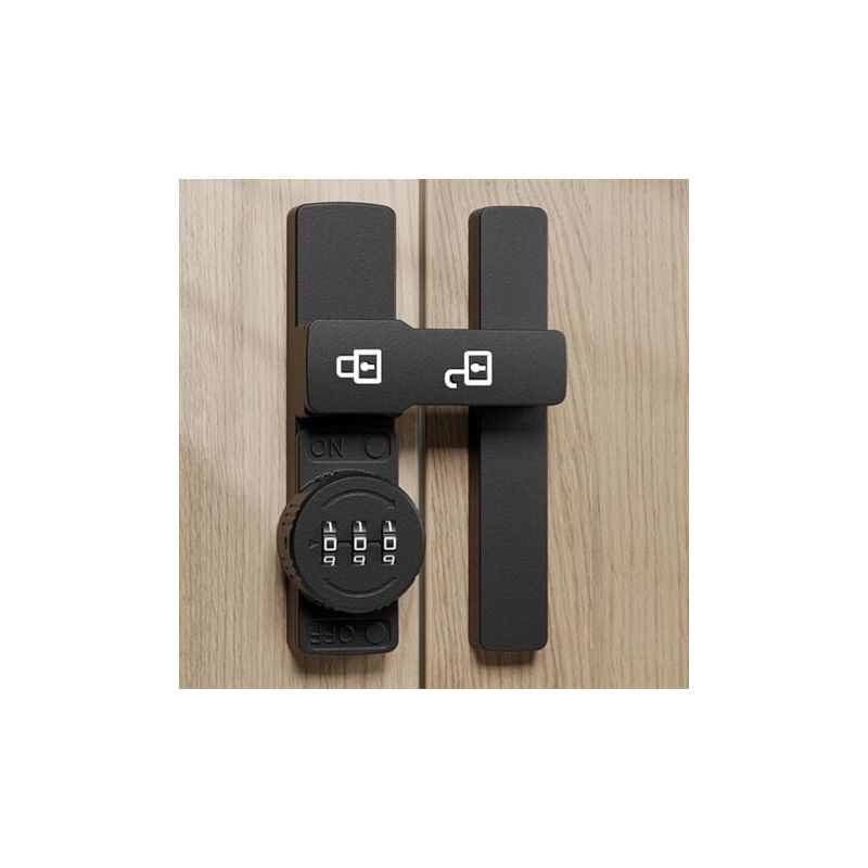 LaBlanc - Verrou Porte Coulissante,180° Fermeture Porte Coulissante avec Mot de Passe Alliage de Zinc Boucle à Angle Droit,avec Vis et Colle,Convient