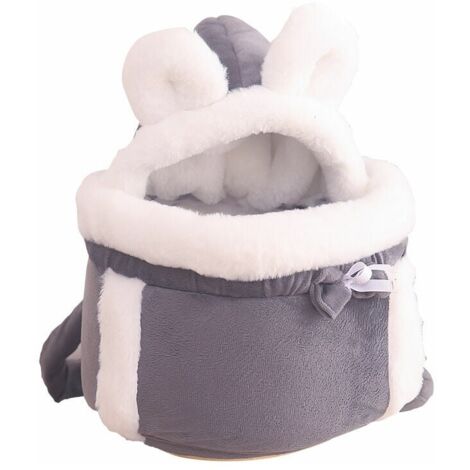 ROSEMARY LaBlanc – Warme Haustier-Tragetasche, kleiner Katzen- und Hunde-Rucksack, Winter-Plüsch-Haustierkäfig, Grau, M