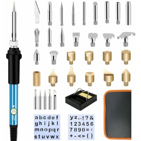 LaBlanc - Wood Burning Kit Soldering Iron, 37PC 60W Adult Creative Hobbies Engraver for Wood Log Cork, Leather, Engraving, Wood Sculpture, Adjustable Temperature, Length