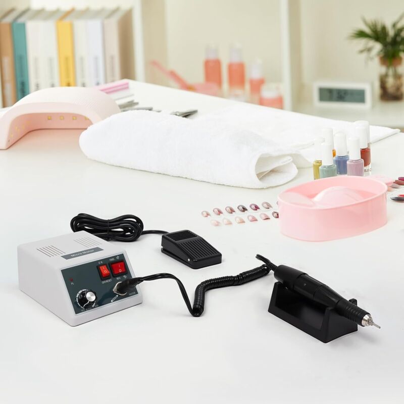 Labor Mikromotor Poliermaschine mit Fußpedal Stufenlose Drehzahlregelung 65W, 0-35000 U/min, Schleifmaschine für Schmuckherstellung, Gravur,