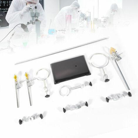 Laborstativ Standard Laborständer Kühlerhalter Kit Für Haltekolben Laborunterstützung Stativklemme + 9 Laborclips Klemme Muffe Stativklemme 60cm