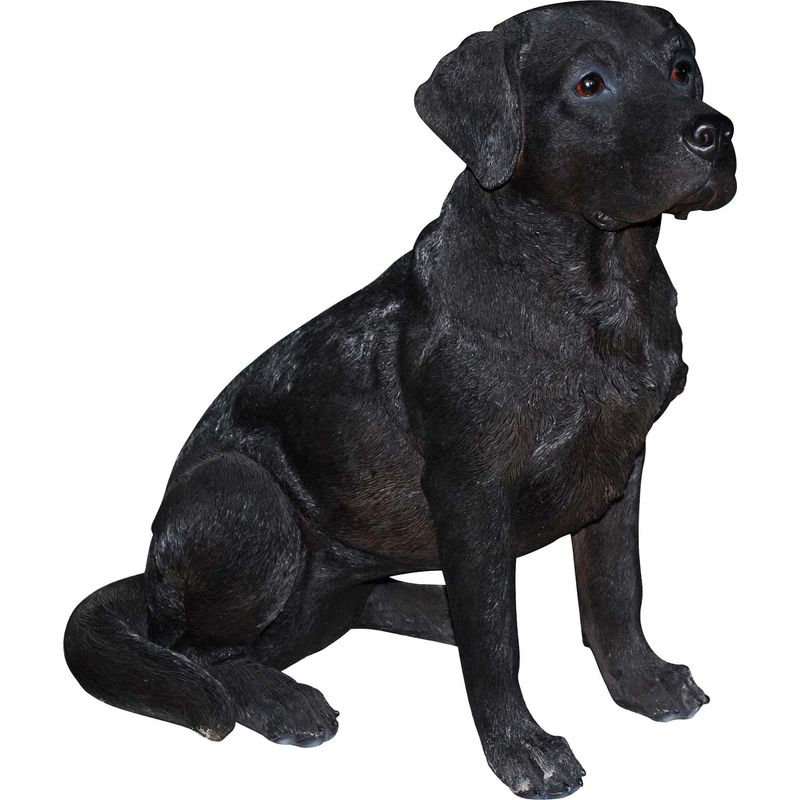 Labrador assis en résine 54 cm - Noir