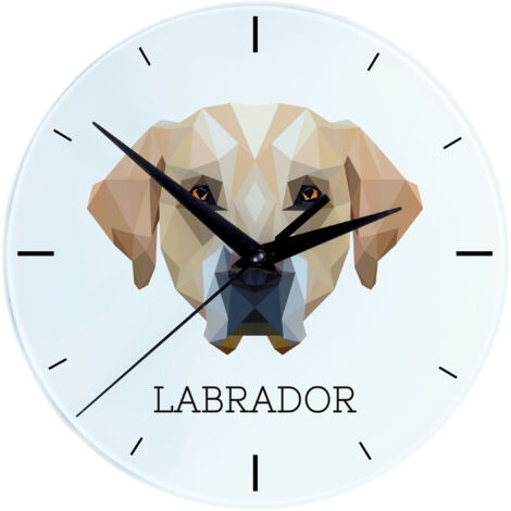 Labrador Retriever - orologio da parete geometrico con foto e scritta di Art-Dog