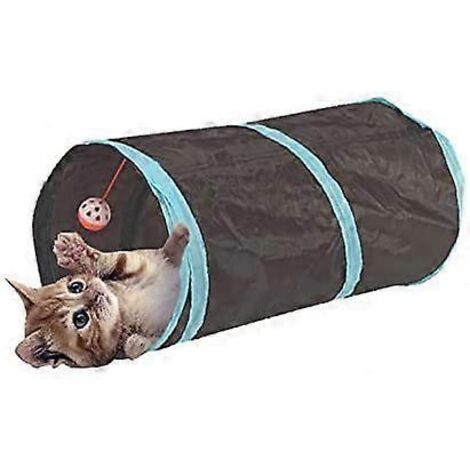 Labyrinthe interactif pliable et léger à 5 tunnels avec frisottis, clochette et boule à ressort pour chat et petit lapin
