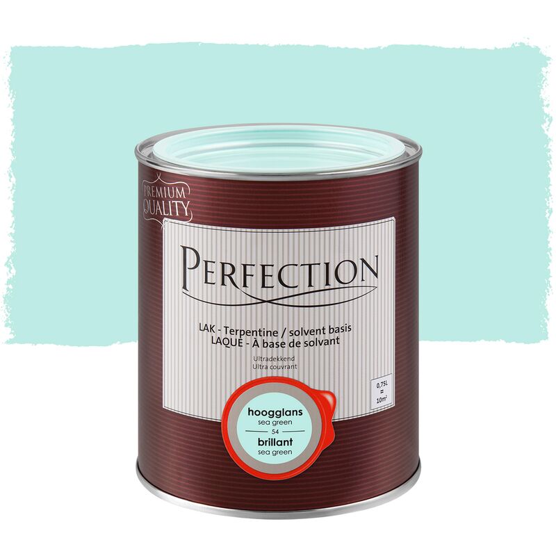 

Laca a Base de Disolventes, Perfection - Gloss - 54 de mar verde - 750ml - 10m² - Cobertura total - 54 Mar Verde