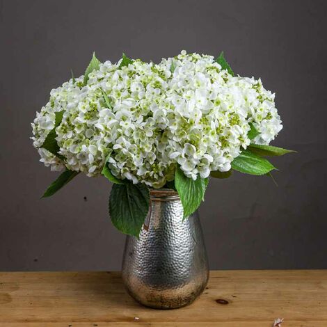 Lace Cap Hydrangea Artificial Plant - Fabric/Plastic - L25 x W25 x H48 cm - White