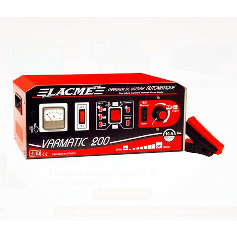 Lacme – Chargeur de batterie automatique 10A 12V/24V – Variateur pour batteries plomb – Test batterie intégré – Protection surcharge et inversion polarité