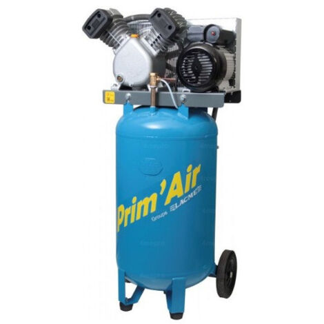 Lacme – Compresseur air vertical bicylindre 100L 3CV 21m3/h 10 bar monophasé – Pour outils pneumatiques – 122250