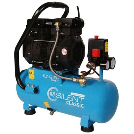 Lacme – Compresseur monobloc silencieux 12L – Débit 5,7 m³/h – Pression 8 bars – Niveau sonore 64 dB(A) – Pour cloueurs et petits outils