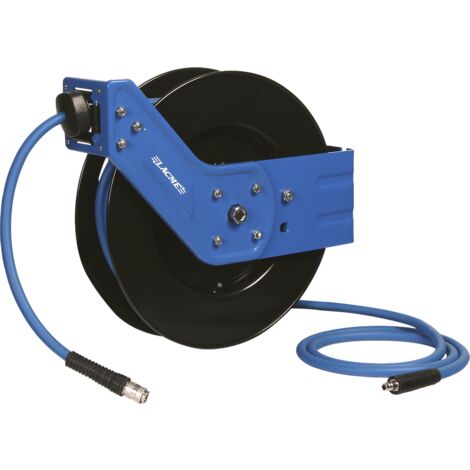 Lacme – Enrouleur pneumatique 15m Ø 12,7 mm – Tuyau Lacm’ souple et résistant – Support mural inclus – Usage professionnel en atelier