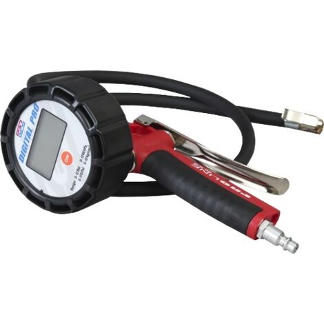 Lacme – Poignée de gonflage numérique 1,5V avec 2 piles R03 AAA – Manomètre digital avec arrêt automatique – Flexible 1m – 305510