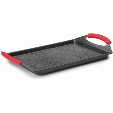 Lacor 24135-Piastra Grill Liscia Eco Pietra 33 x 25 cm-Nero, Alluminio, 34 cm