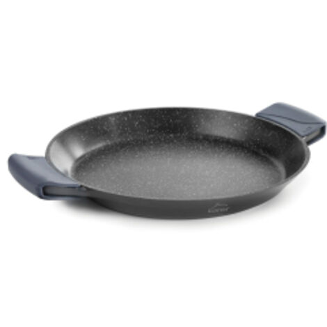 Lacor 25432 Paella Pan with Silicone Handles, Non-Stick Coating, Suitable for Induction, Eco-Friendly, PFOA, Cast Aluminium, 32 cm, Black