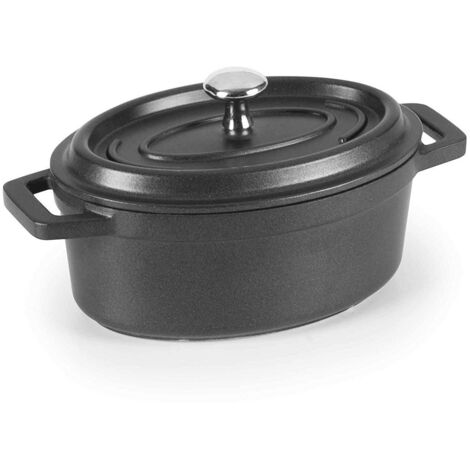 Lacor 25912- Pentola ovale, alluminio pressofuso, 11,5 x 7,5 cm, colore nero