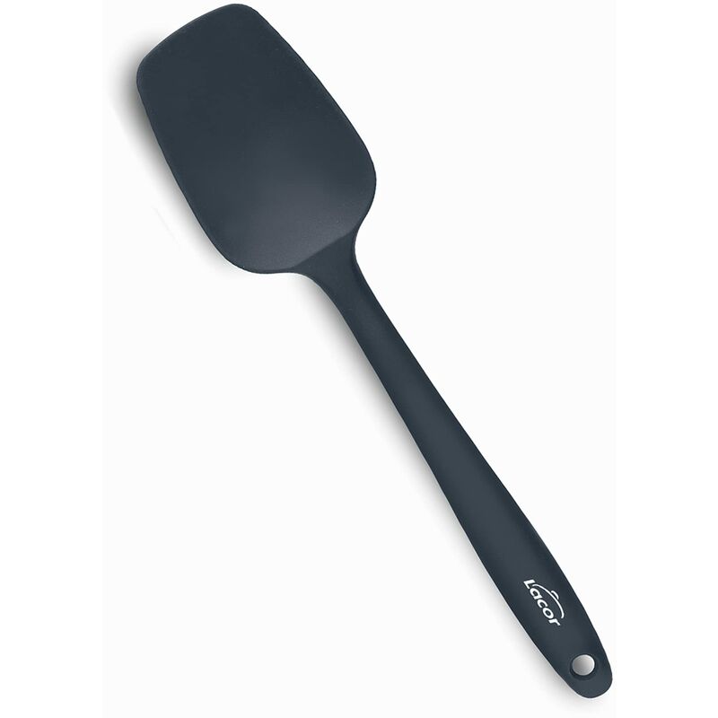 Image of Lacor - 64463 - Cucchiaio da cucina grigio, Cucchiaio in silicone, Utensili da cucina, Manico ergonomico, Antiaderente, Resistente alle alte