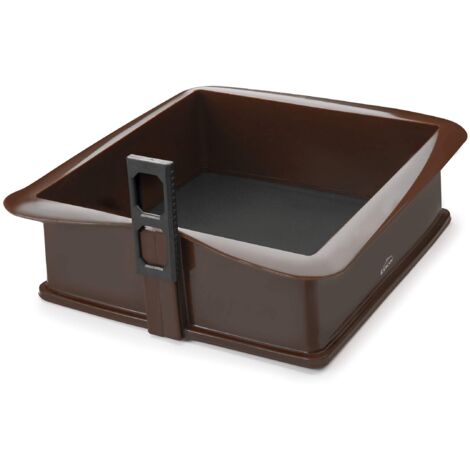 Lacor - 66777 - Stampo staccabile Piazza in silicone, Pasticceria, Silicone alimentare antiaderente, Chiusura sicura, Ideale per Pastelli e Torte, Base di Vetro, 25 x 25 cm, Marrone