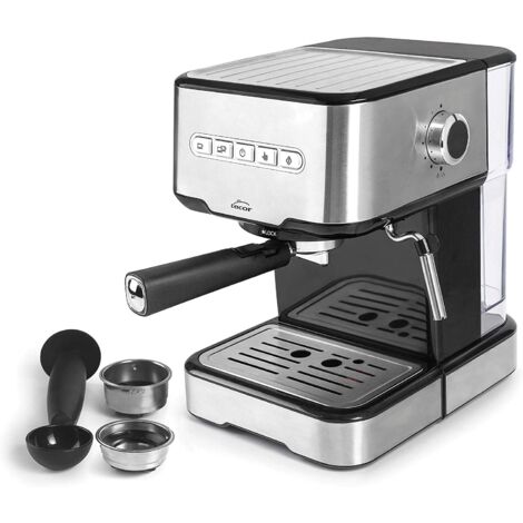Lacor 69256 - Machine à espresso avec 2 sorties de café et fonction de chauffe/foaming du lait, compatible avec café moulu et capsules ESE, 21x26,5x30 cm