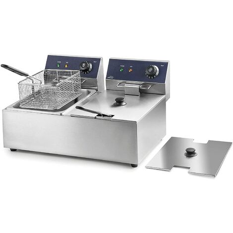 Lacor 69466-Freidora ElÃ©ctrica Doble Profesional 2500 W (x2), 12 L/ 6'00 L x 2, Acero Inoxidable