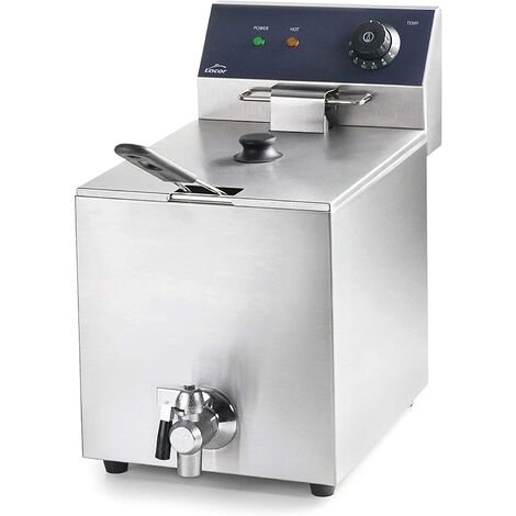 Lacor 69468 69468-Freidora eléctrica con Grifo Profesional 3250 W, 8 L, Acero Inoxidable