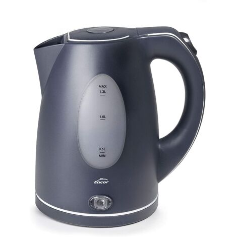Lacor 69590 Bouilloire électrique 1,3L - 2200 W, Sans BPA. Vue du niveau d'eau, Arrêt automatique. Base indépendante rotative à 360°