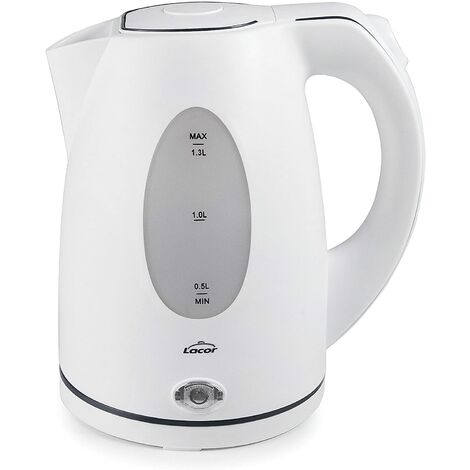 Lacor 69591 Hervidor Eléctrico, Blanco. Apagado automático - Luz LED. Filtro extraíble y lavable. Visor de nivel de agua