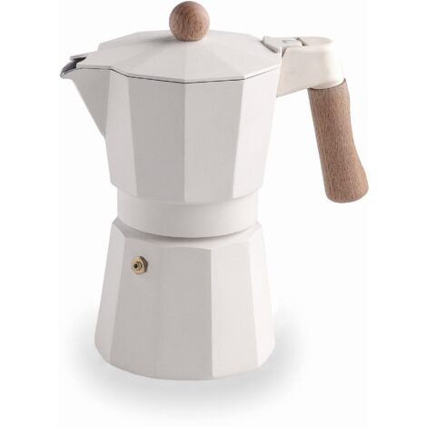 LACOR Caffettiera Trento Bianca Italiana, Caffettiera Espressa, Fusione di Alluminio, Adatta a Tutti i Tipi di Fuochi Inclusa Induzione, Capacità 6 Tazze, Finitura Bianco Opaco, 62096