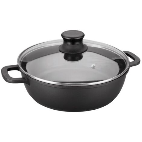 Lacor - Faitout bas 28 cm en fonte d'aluminium  couvercle en verre
