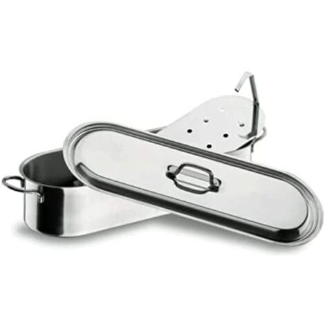 Lacor Pesciera con Griglia, Acciaio Inossidabile, Argento, 50 cm