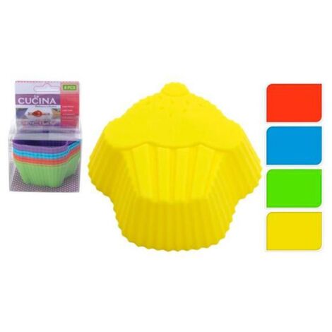 LACUCINA moldes magdalena 8x3 cm silicona blister 8 , Pack 8 moldes magdalenas 5 cm. siliconaPerfectas para horenarColores surtidosAptos para lavavajillas y micrrondas&lt