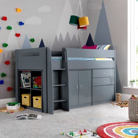 Lacy Grey Storage Mid Sleeper Bed And Pocket Mattress