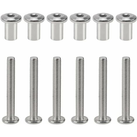 ladacèe,Boulons de Fixation de Hexagonal Vis de Connexion en Meuble M6 x 50MM Connecteur d'armoire Fileté，10Pcs