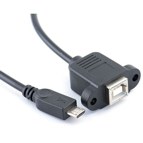 L'adaptateur micro USB vers USB-B femelle avec filetage peut être utilisé pour fixer une rallonge de charge micro USB au port d'imprimante.