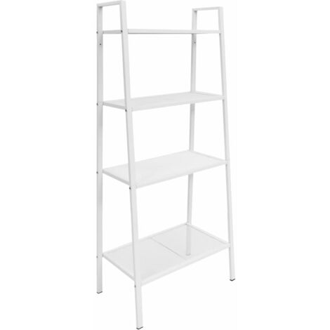 main image of "Ladder Bookcase 4 Tiers Metal White"