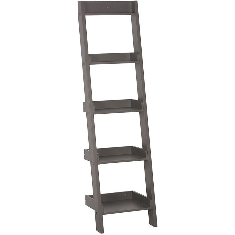 Modern Ladder Shelf 4 Tiers Leaning Bookcase Grey Mobile Duo