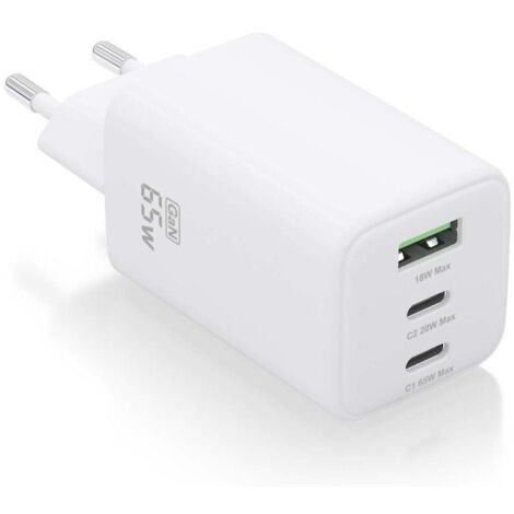 Ladegerät gan de wall aisens asch-65w3p041-w/ 2xusb type-c/ 1xusb/ 65w