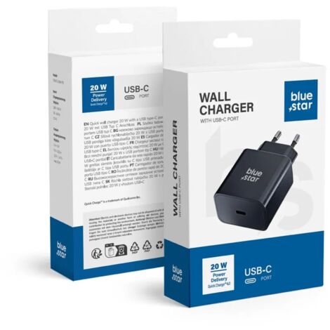 Ladegerät mit USB Typ C - 3A 20W Anschluss mit PD und Quick Charge 4.0