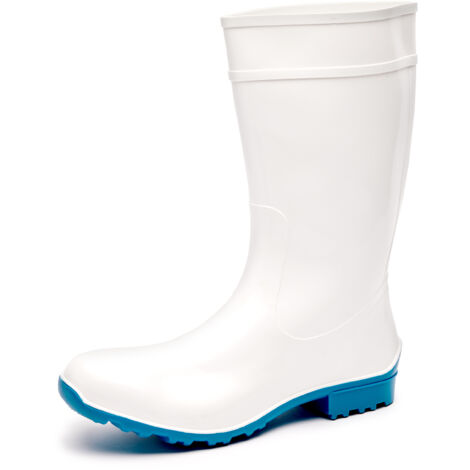 Ladeheid Bottes de Pluie Femme en Caoutchouc PVC avec Semelle Extérieure Antidérapante 100% Imperméable Chaussures pour Femmes résistantes à l'eau LA-967 (Blanc/Bleu, 38 EU)