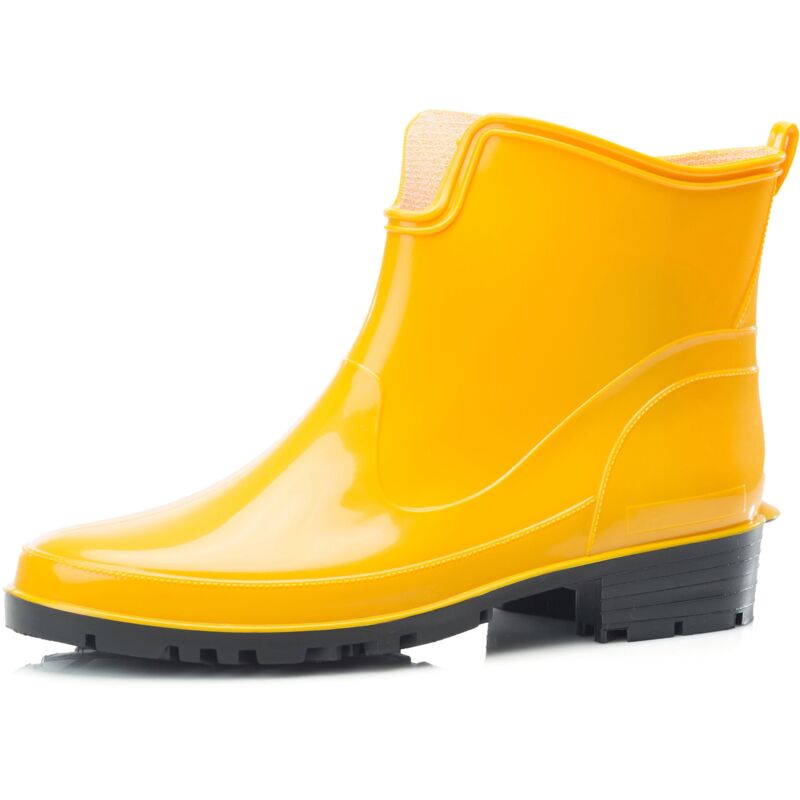 Ladeheid Bottes en Caoutchouc pour Femmes Courtes Bottines Imperméables Bottes de Pluie Élégantes et Confortables LA-930 (Jaune, 39 EU)