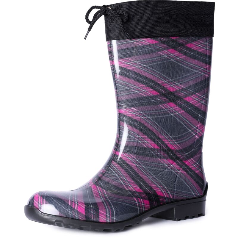 Ladeheid Gummistiefel Damen Mit Stulpe Wasserdicht Regenstiefel Für Jede Jahreszeit La-968 (violett/kariert, 36 Eu)