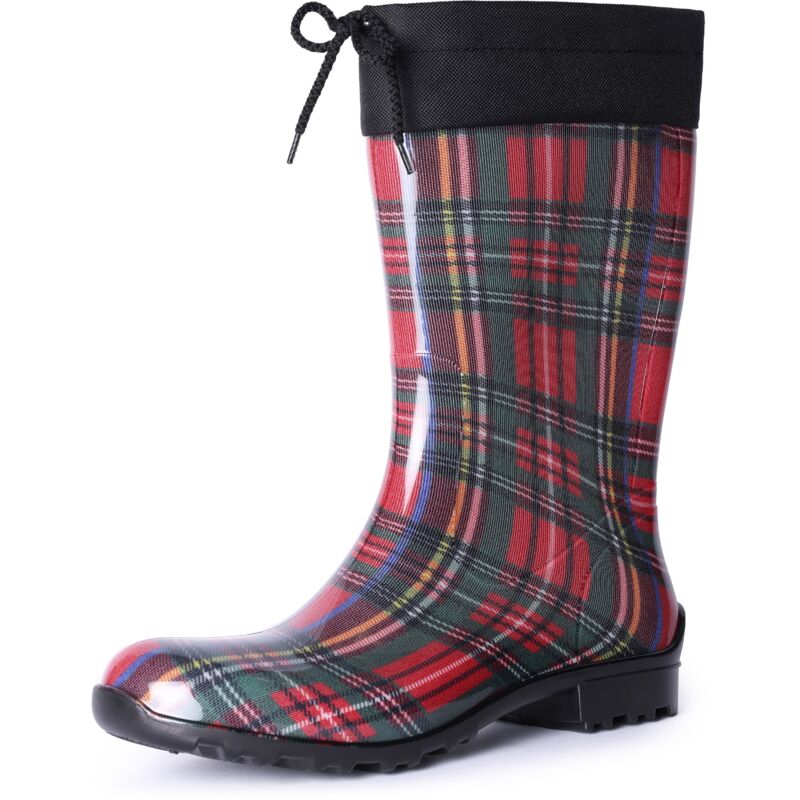 Ladeheid Gummistiefel Damen Mit Stulpe Wasserdicht Regenstiefel Für Jede Jahreszeit La-968 (rot/gitter, 41 Eu)