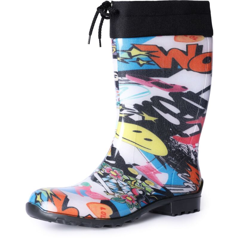 Ladeheid Gummistiefel Damen Mit Stulpe Wasserdicht Regenstiefel Für Jede Jahreszeit La-968 (zeitung, 39 Eu)