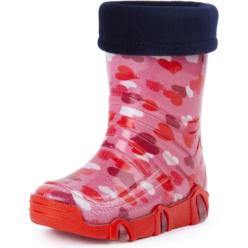 Ladeheid Kinder Mädchen Jungen Gummistiefel Gefüttert Swk 03 (rosa Herz, 29/30 Eu)