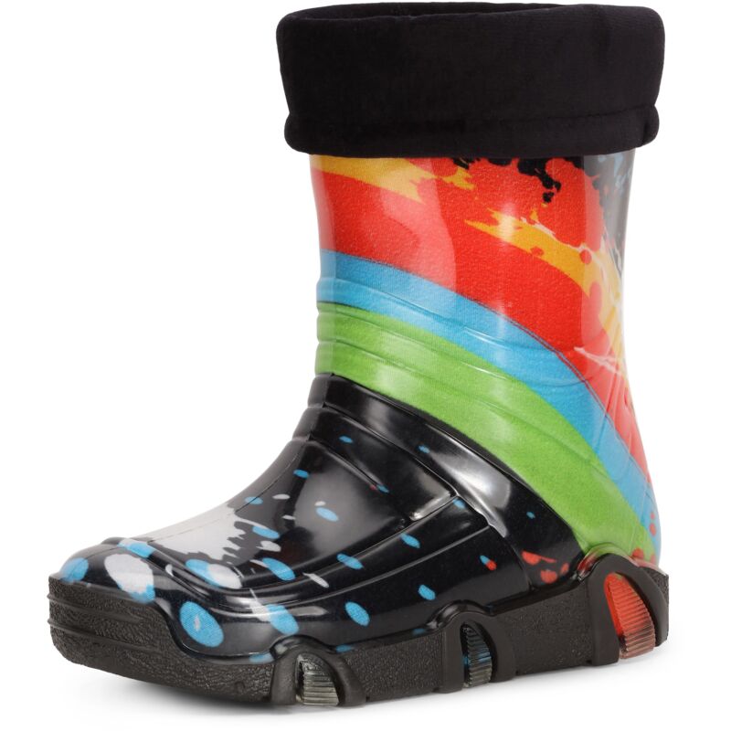 Ladeheid Kinder Mädchen Jungen Gummistiefel Gefüttert Swk34 (schwarz Muster-34, 31/32 Eu)