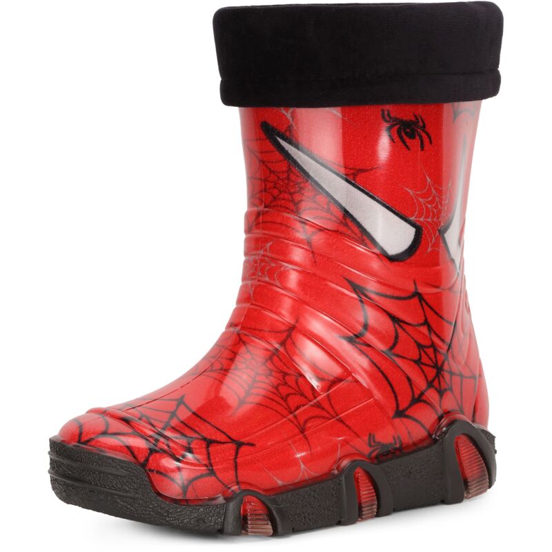 Ladeheid Kinder Mädchen Jungen Gummistiefel Gefüttert Swk39 (rot Spinnen 39, 29/30 Eu)