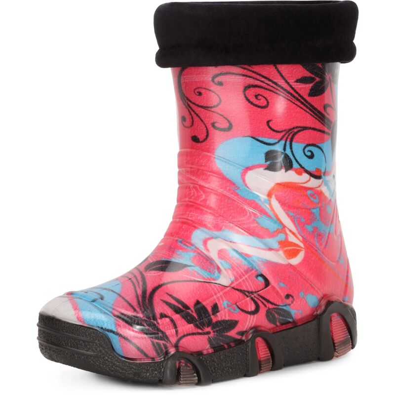 Ladeheid Kinder Mädchen Jungen Gummistiefel Gefüttert Swk32 (rosa Muster-32, 35/36 Eu)