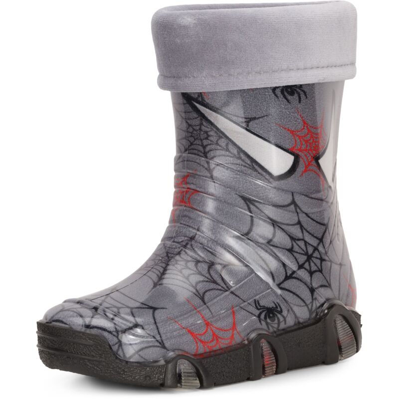 Ladeheid Kinder Mädchen Jungen Gummistiefel Gefüttert Swk40 (dunkelgrau Spinnen 40, 23/24 Eu)