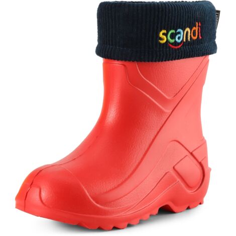 Ladeheid Kinder Mädchen Jungen federleichte EVA Thermo Gummistiefel gefüttert LA-763 (Rot1/Marineblau, 34 EU)