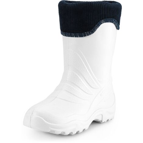 Ladeheid Kinder Mädchen Jungen federleichte EVA Thermo Gummistiefel gefüttert LA-861 (Weiß/Blau, 30/31 EU)
