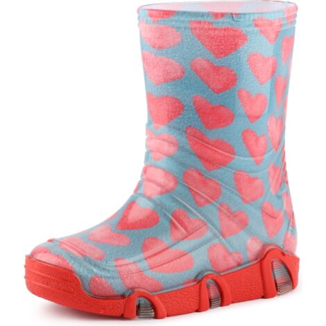 Ladeheid Kinder Mädchen Jungen Gummistiefel SwkBW (Türkis Rosa Herzen, 23/24 EU)
