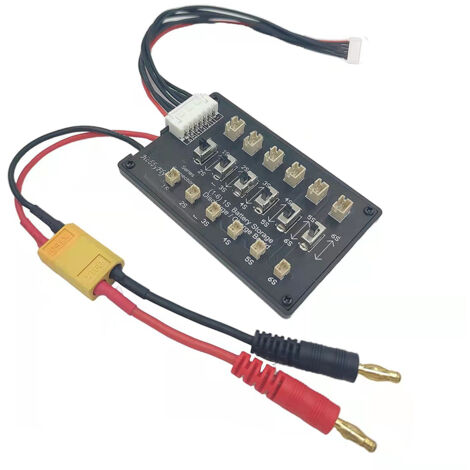 Ladeplatine für 1S LiPo/Li-Ion/LiHv/LiBattery-Akkus mit 6S Silikon-Balancerkabel und 4-mm-Bananenstecker auf XT60-Stecker